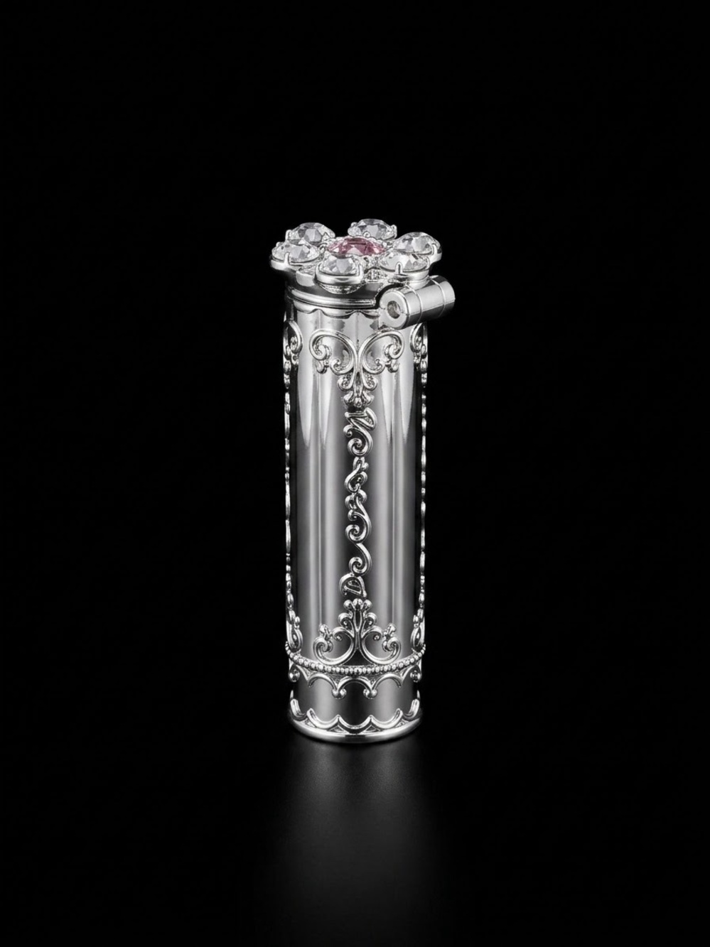 Jill Stuart lip blossom Silver Floral Filigree Pendant with Pink Accent